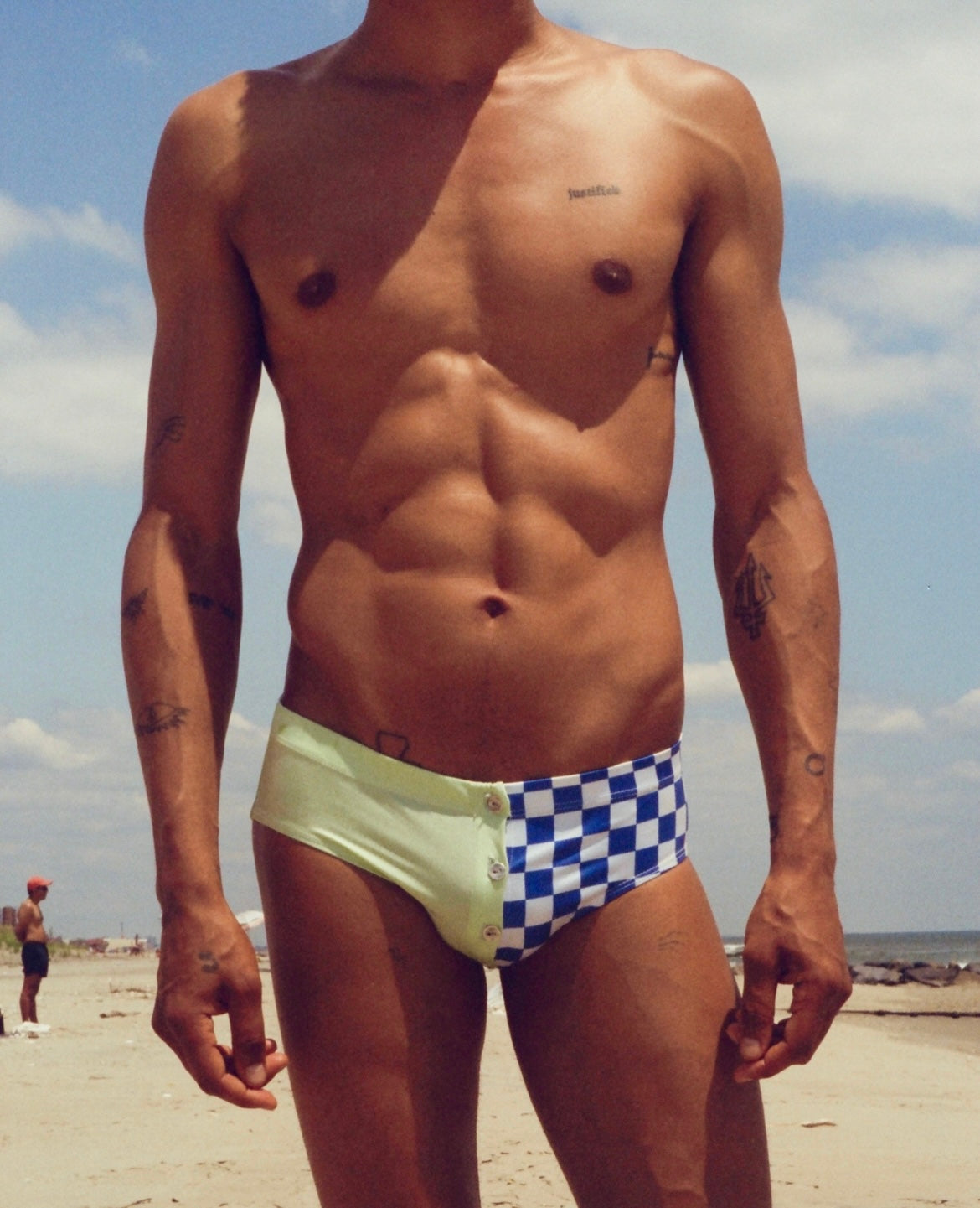 Versa Swim Briefs in celery/checker